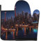 Cityscape Night Canada bedruckte Ofenhandschuhe und Topflappen, 2er-Set, wasserdicht, hitzebeständig, Handschuhe und Topflappen mit Aufhängeschlaufe