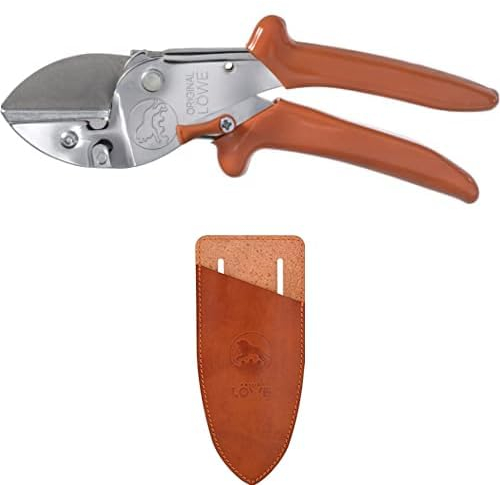 Original LÖWE Set bestehend aus Jagdschere 1.117 & Klingenschutz und Holster 9808 zum Schutz beim Tragen am Körper vor Verletzungen