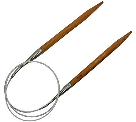 1 Bambus Rundstricknadel mit Edelstahlseil 80cm Stricknadel, Größenwahl, Größe:10mm