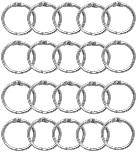 LAWALEISHE 20pcs Loose-Leaf Iron Ring, Metal Book Ring, Binding Ring Loose, Silver Iron Binder Ring Loose OD 2.5cm, Metal Carabiner Ring, Key Ring,Binder Rings for Flash Cards, Papers, Keychains