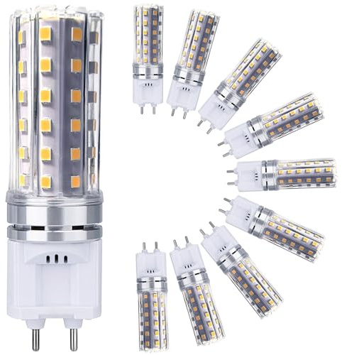 TPMAFF 10-Pack G12 Light Source 10 Watt G12 LED Bulb 1490 Lumens G12 Bi-Pin Base LED Corn Light Bulbs (100 Watt Eqv.) 85-277V AC, Not-Dimmable, for Home&Commercial Lighting