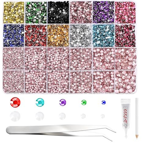 NACHLYNN 35700 Pcs Resin Rhinestones Kits Light Pink Flatback Round Jelly Rhinestones with Tweezers Pen 2-6mm Bedazzling Non Hotfix Crystal Gems for Nail DIY Crafts Face Tumblers Mugs Clothing