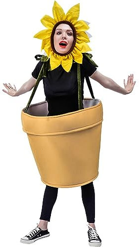 HiyyFloy Halloween Erwachsene Topfblume Kostüm Blumentopf Spielkostüm Overall Sonnenblume Festival Party Cosplay Kostüm Anzug