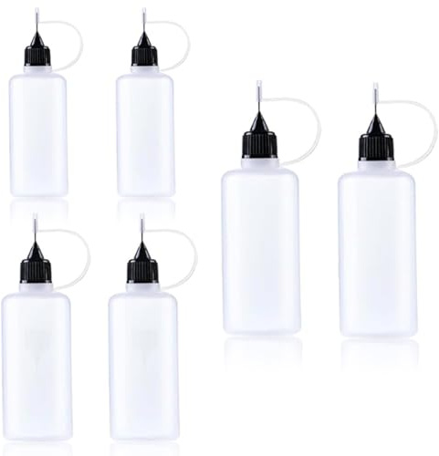 JEYORZY 6PCS Kleber-Applikator-Flaschen aus Kunststoff mit Nadelspitze ideal zum Befüllen Quetschen und Sprühen von Klebstoffen und Flüssigkeiten Leimflaschen für präzises Arbeiten (5ml, 10ml, 15ml)