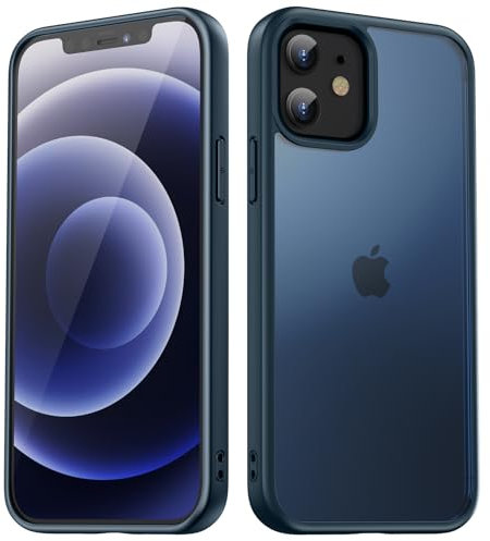 TIIXXA Matte Case for iPhone 12 Case/12 Pro Case 6.1-Inch, Shockproof Drop Protection, Frosted Translucent Back Phone Cover, Anti-Fingerprint (Blue)