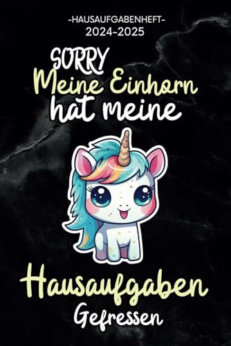 Hausaufgabenheft 2024/2025 EINHORN: schulplaner Mädchen und Teenager , Platz für ein Schuljahr , mit Stundenplänen , DIN A5 , mit Datum