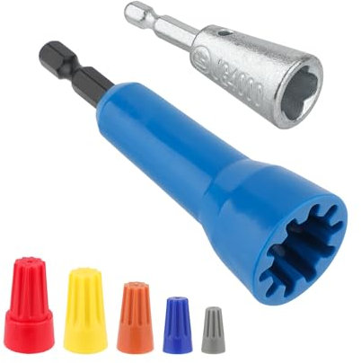 2pcs Wire Twister Tools for Drill, 1/4 Chuck Size Wire Twisting and Stripping Tools Stripper Tools with 5 Sizes Wire Connectors 2-6 Way Quick Stripping Cable Tool for 2.5/4/6mm2 Cables