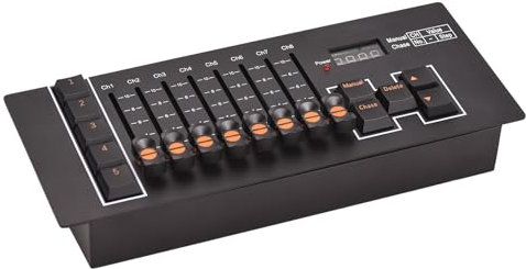 Solinder Lichtkonsole DMX-Controller DMX 512 40-Kanal-Bühnen-DJ-Lichtcontroller für DJ-Lichter, Party-Lichtshows, Disco, Pub-Lichtcontroller, Konsolenpanel mit Abschaltspeicher, wiederaufladbarer Typ-