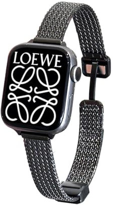Metallo Cinturino Compatibile con Cinturini Apple Watch 38mm/40mm/41mm, Cinturino a Maglia Milanese, Chiusura Magnetica, Acciaio Inossidabile,Bracciale per Smartwatch da Donna, Nero