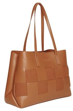 Alice Wheeler Milan Tote Bag – Large Ladies Work Bag with Lattice Design – Vegan Nappa & Suede – Double Compartment – Includes Dust Bag (26 x 17 x 12 cm)