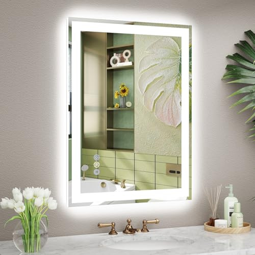 Callsky LED Bathroom Mirror with Front and Backlit, 600x800 MM Dimmable Lighted Mirror for Wall, 3 Color Temperatures, Anti-Fog & Auto-Off, Memory Function, UKCA Certified Shatterproof Tempered Glass
