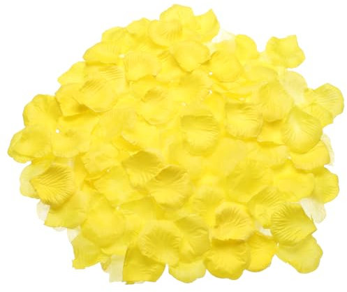 sourcing map Lot de 1000 pétales de rose artificiels en soie pour mariage, confettis de mariage, Saint-Valentin, demande en mariage, décoration (jaune)