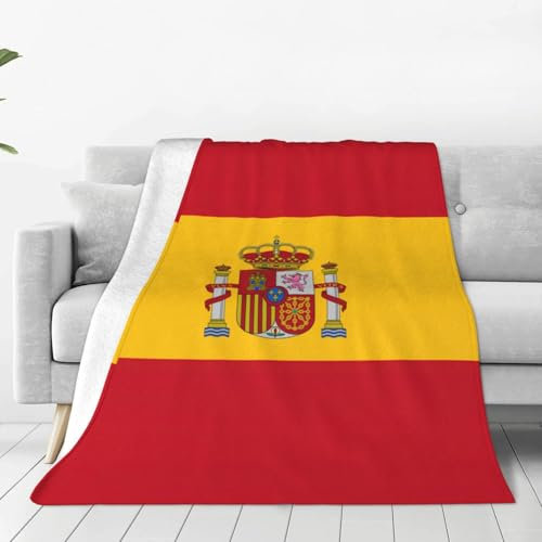 ERSDWRE Dicke Decke mit spanischer Flagge, warm, gemütlich, weiche Flanelldecke für Bett, Sofa, Camping, Reisen