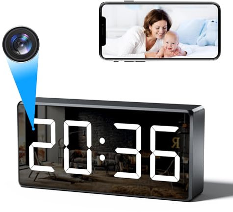 YINKO 4K HD Camara Espia Reloj Oculta WiFi Camaras De Vigilancia Sin Cables Camara Seguridad Camara Vigilancia Cámara Espía Invisible VisióN Nocturna De 170 Ángulos DeteccióN De Movimiento