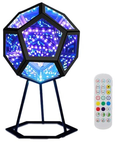Faeymth Mirror Light, Infinite Dodecahedron Light for Gaming Room Decor 3D Cube Cool RGB Color Changing Night Lighting