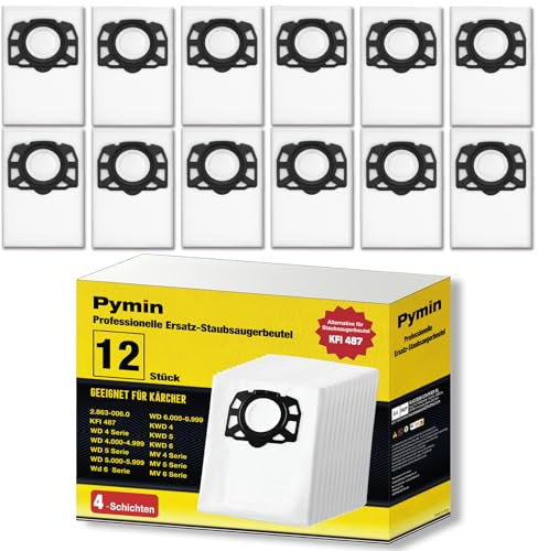 Lot de 12 Sac Aspirateur pour Karcher WD4 WD5 WD6 WD5P WD6P Premium MV4 MV5 MV6 Sac de KFI 487