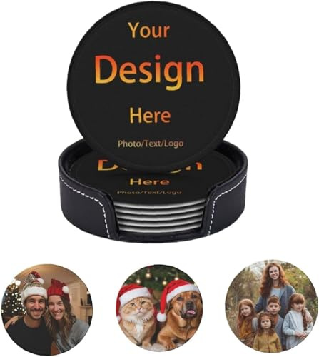 sous-Verres Personnalisés Lot de 150 sous-Verres en Cuir Personnalisés pour Boissons Ajoutez Votre Propre Photo Texte Logo Tapis de Boisson Antidérapant Personnalisé Porte-gobelet pour Bar Café