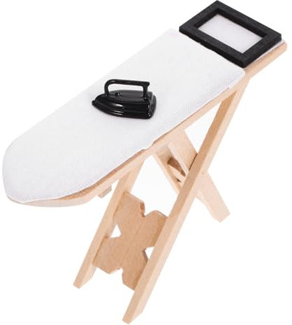 Kisangel 1Ensemble Mini Set de Fer à Repasser pour Maison de Poupée Décoration avec Fer et Table Créatif pour Accessoire de Modélisme et Bricolage