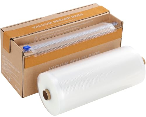 Vakuumierbeutel auf Rolle 28cm x 3000cm Mit Cutter, Vakuumierfolie BPA-frei, Reißfest & Geprägt, Vakuumbeutel Lebensmittel Für Vakuumiergeräte, Gefrierschrank und Sous Vide