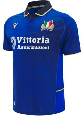 Camiseta De Partido Casa Réplica Adulto Italia Rugby, azul, XL