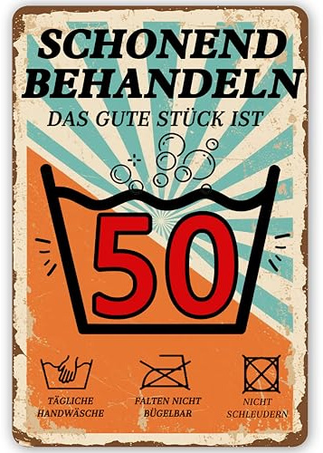 OuMaiFeng Blechschild Schild 50 Geburtstag,Metallschild 22x32cm,50 Geburtstag Mann Deko,Geschenke für 50 Geburtstag Mann,Schild 50 Geburtstag Deko als Geburtstagskarte,Lustiges Schild 50.Jahrestag