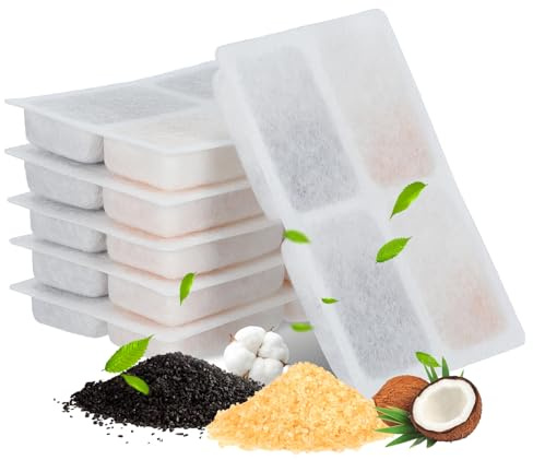 iplusmile Lot de 6 Filtre Fontaine Eau Chat: Carré avec Filtre à Charbon Rechange pour Fontaine à Eau de Chats et Chiens,5.7 × 8.6 inch
