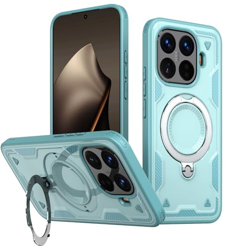 PanXCase Hülle für Xiaomi 15T Pro 5G - Handyhülle Militär Panzerhülle 360° Metall Ring Ständer Magnetisch Stoßfest Puffer Armor Neu Schutzhülle (Light Blue)