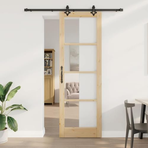 Puerta corredera marrón 78 x 232 cm madera y metal, puerta de habitación para salón, oficina, clínicas