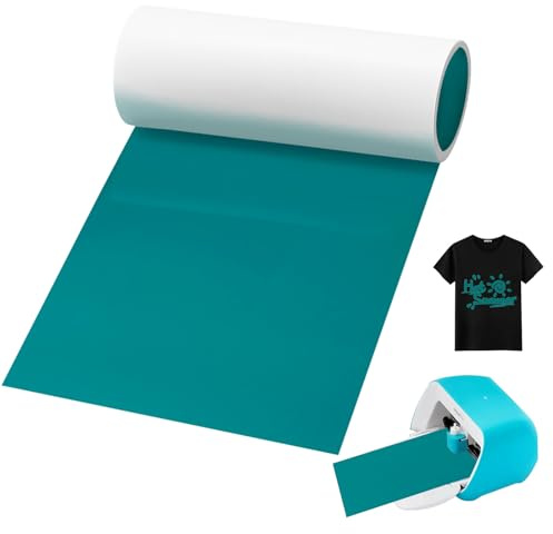 YushengTai Circut Joy Smart Iron On Turquesa, 14 cm × 150 cm Rollo Vinilo Termoadhesivo de PU para Textil, Sin Tapete de Corte, HTV Vinilo Textil Termoadhesivo para Circut Joy, T-Shirt (Turquesa)