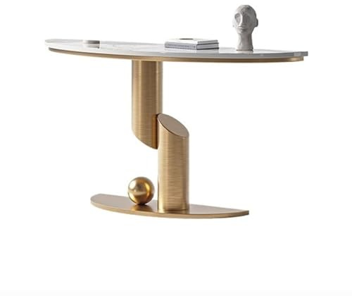 GAOWINLY Table Console, Console étroite Moderne avec Plateau en Faux marbre for entrée,Table d'entrée(Gold,M)