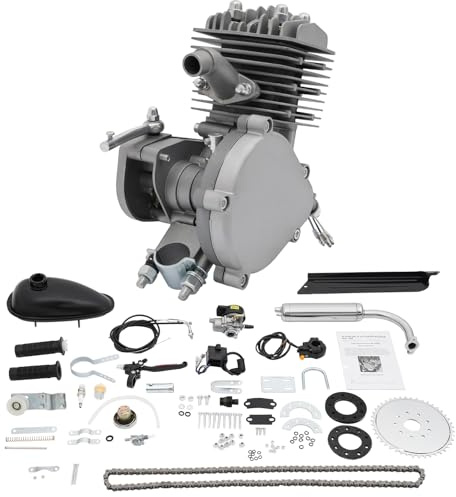 BRRIDE 80cc 2-Takt Fahrrad Motor Kit, Benzinmotor für Fahrrad mit CDI Zündung, 44 Zähne, Single Cylinder Zweitaktmotor, Fahrradmotor Benzin Motor für 26/28 Zoll Mountain-/Rennräder