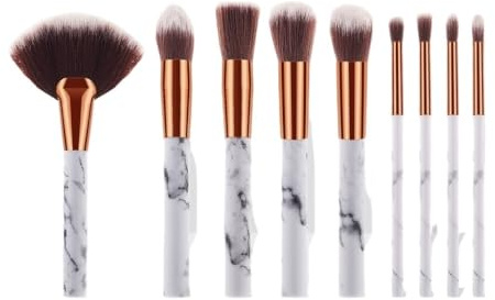 9 ensembles de pinceaux maquillage en marbre, outils beauté, pinceau dispersion poudre forme d'éventail
