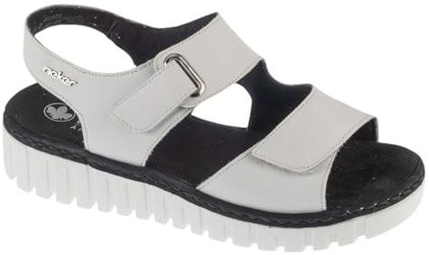 Rieker Sandals V1382-80, Women sandals, White, 40 EU