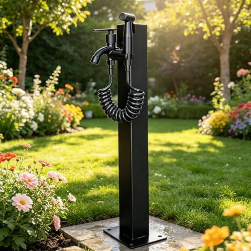 Fontana Da Giardino Con Rubinetto E Base,Fontana Da Giardino Stile Moderno,Generico Colonna D'acqua Verticale Da Giardino, In Metallo Completa Di Impianto E Rubinetto,Per Esterno