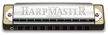 Suzuki Harpmaster MR200C diatonische Mundharmonika aus ABS, 10 Blasöffnungen, Chrom