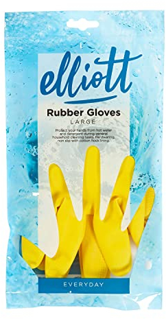 Elliott Household Cleaning Gloves, Latex Washing Up Gloves with extra long cuff and soft breathable lining, Long lasting quality in a Large size