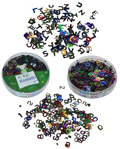 alles-meine.de GmbH 4000 TLG. Set Streumotive - Buchstaben A-Z Alphabet + Zahlen - für den Schulanfang - Konfetti Streukonfetti Geburtstag zum Dekokonfetti Folienkonfetti bunter ..