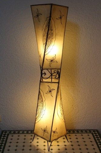 Saharashop Orientalische Stehlampe Henna-Carré 98 cm Leder Natur