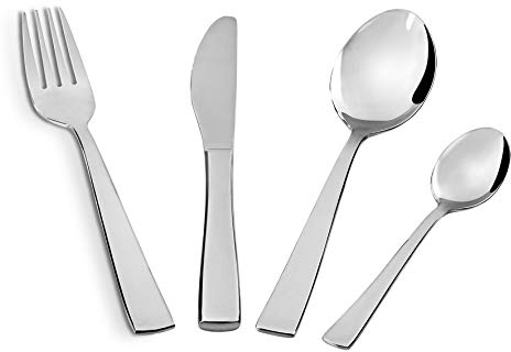 Barazzoni, Set di Posate da Tavola Modello Esmeralda, Monoblocco in acciaio inox 18/10, per 6 persone, 24 pezzi: 6 forchette, 6 cucchiai, 6 coltelli, 6 cucchiaini da tè, Lavabili in Lavastoviglie