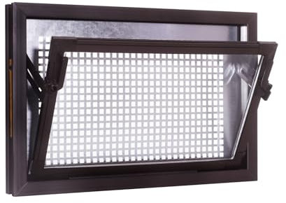 ACO 60x40cm Nebenraumfenster Einfachglas + Schutzgitter Kippfenster Fenster braun