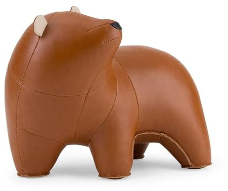 Züny - Serre-livres Figurine décorative - Gazing Bear Bero - Ours - Couleur : Marron cognac - Dimensions (L x l x h) : 22,5 x 13,5 x 16,5 cm - Poids : 1 kg