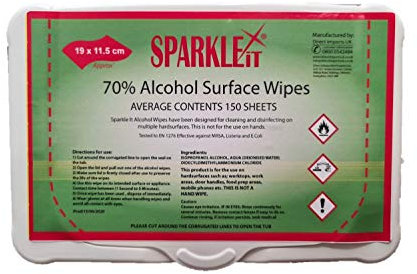 UK Bargain Seller 70% Alcohol Surface 150 Disinfecting Sanitising Wet Wipes | Skin Cleaning Care First Aid Cleaning Tissue (Pack of 2)