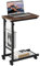 INMOZATA C Shaped Sofa Side Table,Adjustable Height Side Table on Wheels Mobile Laptop with Storage Basket & Shelf, Desk Sofa Table for Living Room Bedroom (Retro+Black)