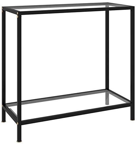 Tidyard Konsolentisch Konsole Beistelltisch Sideboard Flurtisch Wandtisch aus Hartglas,pulverbeschichtetem Stahl,Ablagetisch Frisiertisch Glastisch Bürotisch Deko,Größenauswahl