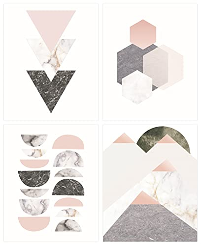 ANHUIB Set mit 4 Mode-Poster, nordische Wandkunstdrucke für Wohnzimmer, geometrische Poster, abstrakte Poster, Geometrische Poster, Dekoration für Schlafzimmer, Büro, ohne Rahmen, 20 x 25 cm