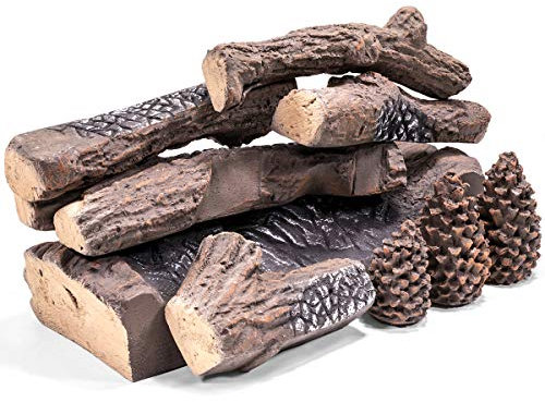 Barton Set di legna per camini a gas in ceramica per camini senza ventilazione, gas, propano, inserto a gas, senza sfiato, gel, etanolo, elettrico, caminetti interni ed esterni e bracieri (9 pezzi)