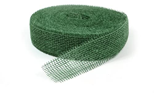 Juteband, Natur Jute, 5 cm breit, 40 m Rolle | Tischband Deko Hochzeit rustikal Natur/Farbig (moosgrün)