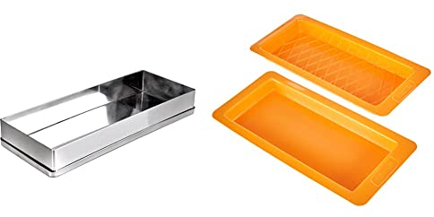 Ibili 753100 Molde Turron De Inox + Set 2 MOLDES TURRON Liso + Rombos, centimeters