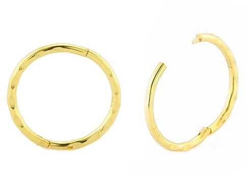 24K Gold Plated On 925 Sterling Silver Facet Hoop Earrings - Small Thin Handcrafted - 8mm 10mm 12mm 14mm