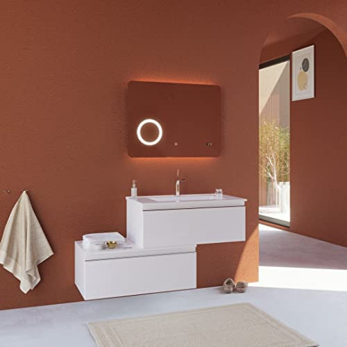 Kiamami Valentina Mobile bagno sospeso 120 cm bianco opaco con cassetto decentrato | Seattle